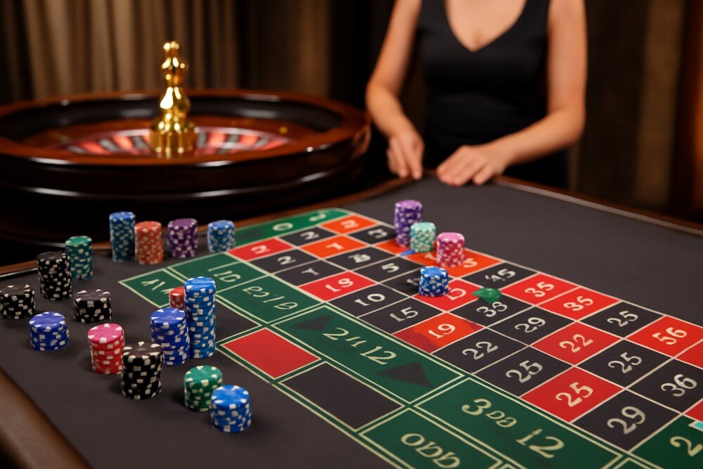 Jenis taruhan di roulette live lengkap dengan chip dan papan taruhan